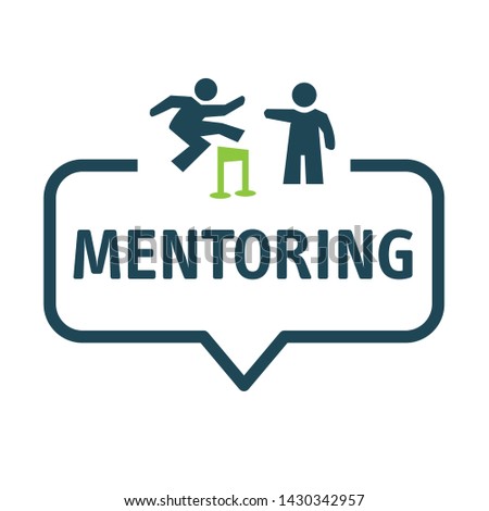MENTORING lettering text banner concept. Speech bubble Vector Illustration with icon