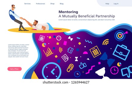 Mentoring. A Mutually Beneficial Partnerships flat vector illustration concepts for website. Web page design template.