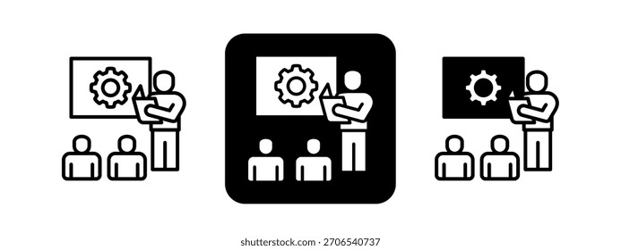 Mentoring Solid color and black line drawing vector illustration set