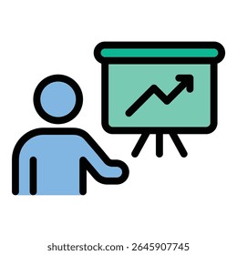 Ícone de estratégia de mentoreamento ilustração de estilo de linha plana representando planejamento e realização de objetivos, adequado para liderança, coaching e projetos de desenvolvimento profissional