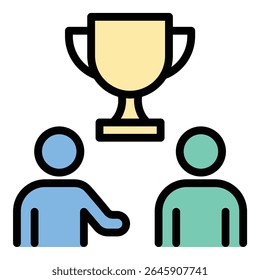 Ícone de sucesso de mentoreamento ilustração de estilo de linha plana representando conquista e crescimento, adequado para treinamento, liderança e projetos de desenvolvimento de carreira
