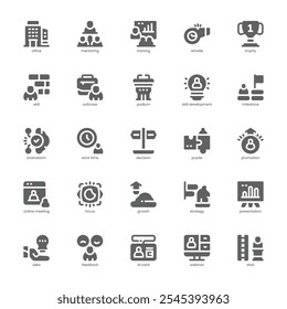 Mentoring and Training icon pack for your website, mobile, presentation, and logo design. Mentoring and Training icon glyph design. Vector graphics illustration and editable stroke.
