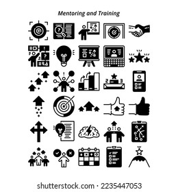 Juego de iconos de mentores y entrenamiento