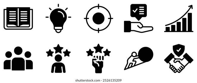 Mentoring and Training Icon Set Empowering Solid Style Collection for Skill Development