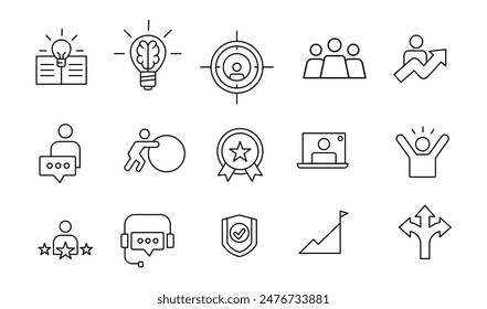 Mentoring and Training Outline Icon Vector Set