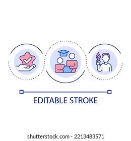 Mentor-mentee relationship loop concept icon. Employee coaching abstract idea thin line illustration. Improving professional performance. Isolated outline drawing. Editable stroke. Arial font used
