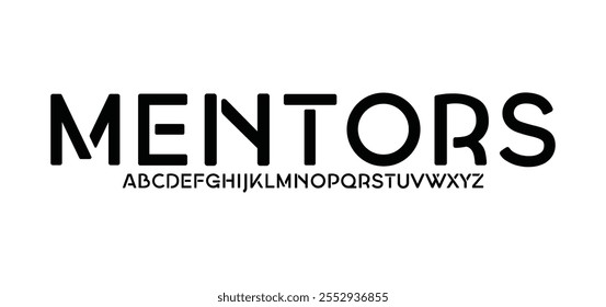 Mentors, Modern Tech Font. Futuristic and sans serif Font. Regular Italic Uppercase Lowercase Typography urban style alphabet fonts for fashion, sport, technology, digital, movie, vector illustration
