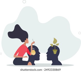 Mentorship or advice from mentor for personal development .flat design.illustration with people.