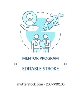 Mentorship concept icon. Professional experience sharing. Staff training abstract idea thin line illustration. Isolated outline drawing. Editable stroke. Roboto-Medium, Myriad Pro-Bold fonts used