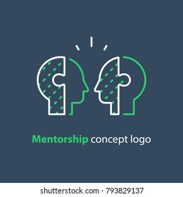 Mentorship Concept, Mentoring And Guidance, Competition Game, Relationship, Vector Line Icon