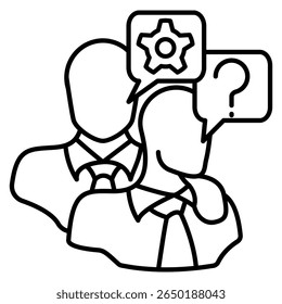 Ícone de mentoreamento representado pelo estilo de linha de funcionário júnior mentor.