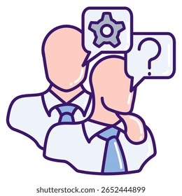 Mentorship icon represented by mentoring junior employee Lineal Color style.