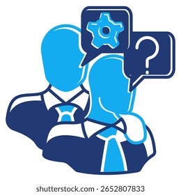 Ícone de mentoreamento representado pelo estilo Dualtone de funcionário júnior mentor.