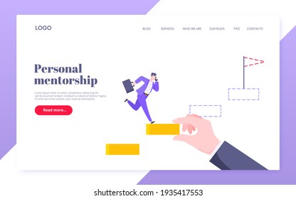 Mentorship, upskills and self development strategy flat style design business concept.