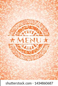 Menu abstract orange mosaic emblem with background