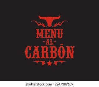 Menu al Carbon, Grill Menu spanish text design.