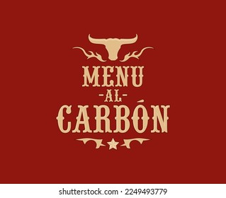 Menu al Carbon, Grill Menu spanish text design.