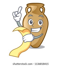 With menu amphora mascot cartoon style