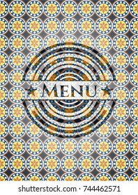 Menu arabic emblem. Arabesque decoration.
