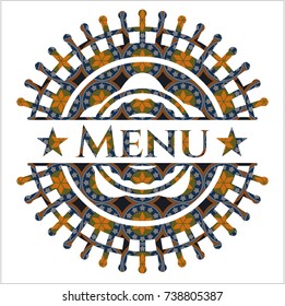 Menu arabic style emblem. Arabesque decoration.