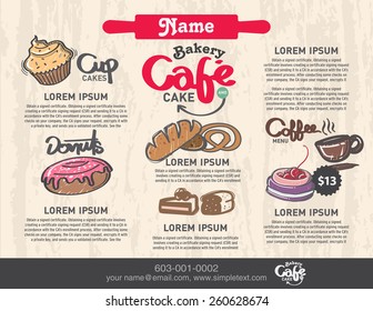 menu bakery design and template