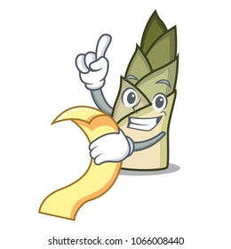 With menu bamboo shoot mascot cartoon