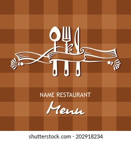 menu banner with spoon, fork and knife