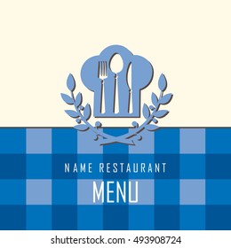 menu banner with utensils and chef hat