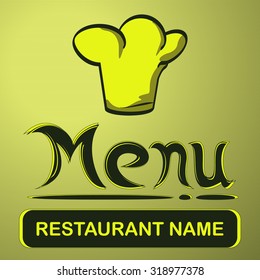 Menu bar with chef hat and place for restaurant name. Vector illustration.