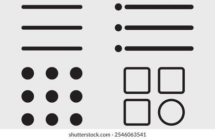 Menu bar flat icon set. Website navigation menu 