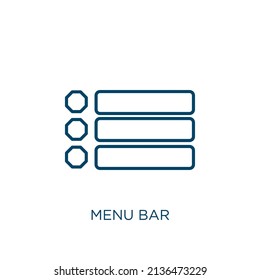menu bar icon. Thin linear menu bar outline icon isolated on white background. Line vector menu bar sign, symbol for web and mobile