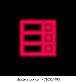 Menu bar red glowing neon ui ux icon. Glowing sign logo vector