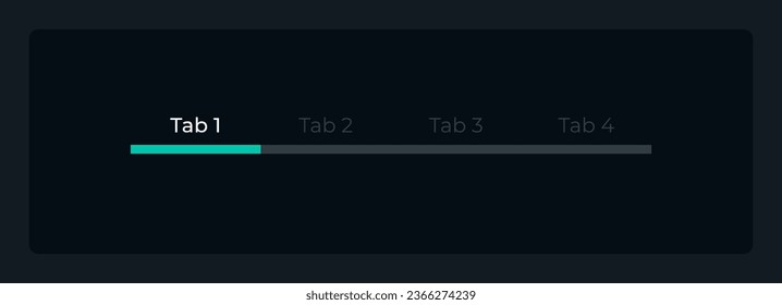 Menu bar with tabs UI element template. Editable isolated vector dashboard component. Flat user interface. Visual data presentation. Web design widget for mobile application with dark theme