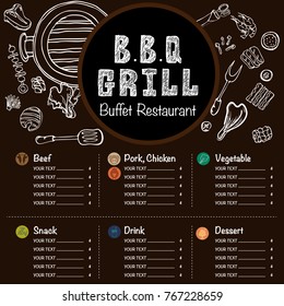 menu barbecue grill restaurant template design graphic objects