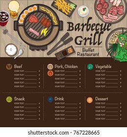 menu barbecue grill restaurant template design graphic objects