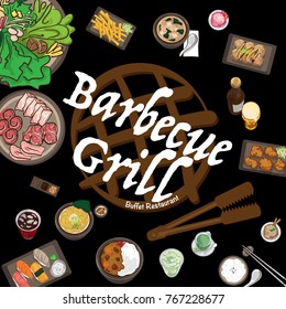 menu barbecue grill restaurant template design graphic objects