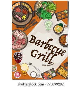 menu barbecue grill restaurant template design graphic objects 