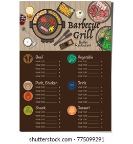 menu barbecue grill restaurant template design graphic objects 