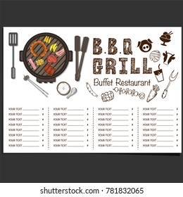 menu barbecue grill restaurant template design graphic objects 