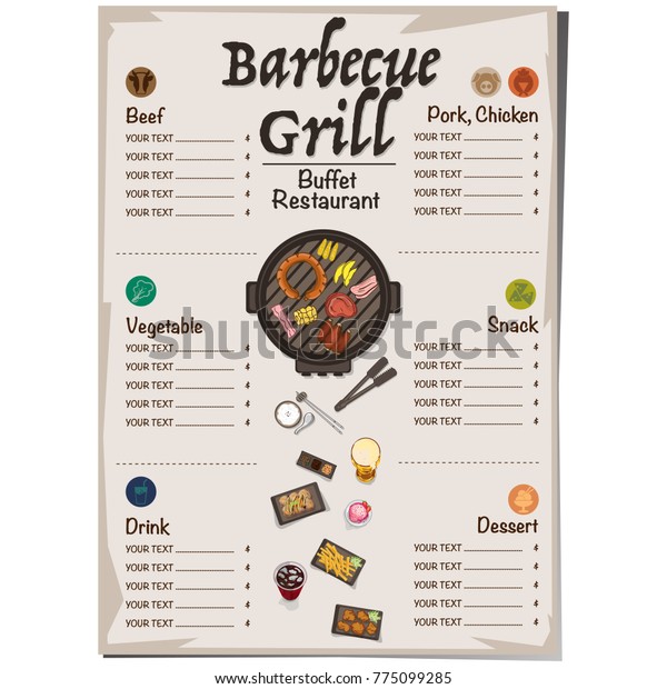 Menu Barbecue Grill Restaurant Template Design Stock Vector (Royalty ...