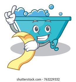 With menu bathtub character cartoon style