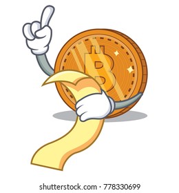 With menu bitcoin coin character cartoon