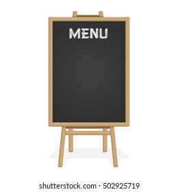 Menu Black Board Isolated on white background. Illustration of  wooden shield for restaurant menu. 