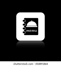 menu - black vector icon on the white button