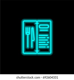 Menu blue glowing neon ui ux icon. Glowing sign logo vector