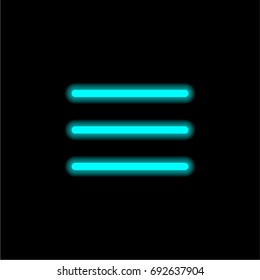 Menu blue glowing neon ui ux icon. Glowing sign logo vector