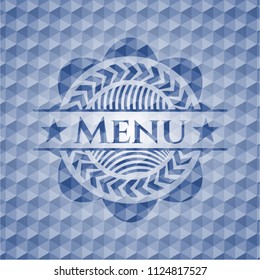 Menu blue polygonal emblem.