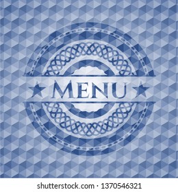 Menu blue polygonal emblem.
