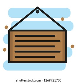 menu board icon illustration with blue stick background