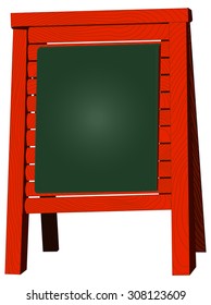 Menu board stand, blank blackboard, vector illustration, isolated on white